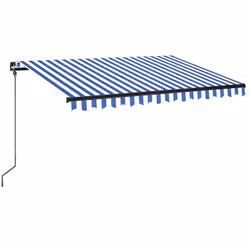 vidaXL Tenda da Sole Retrattile Manuale con LED 350x250cm Blu e Bianca - Vista aggiuntiva 2