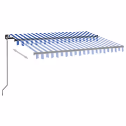 vidaXL Tenda da Sole Retrattile Manuale con LED 350x250cm Blu e Bianca - Vista aggiuntiva 3