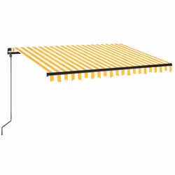 vidaXL Tenda da Sole Retrattile Manuale LED 350x250 cm Gialla e Bianca - Vista aggiuntiva 2