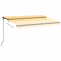 vidaXL Tenda da Sole Retrattile Manuale LED 350x250 cm Gialla e Bianca - Vista aggiuntiva 3
