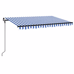 vidaXL Tenda da Sole Retrattile Manuale con LED 400x300cm Blu e Bianco - Vista aggiuntiva 2