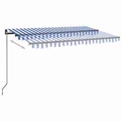 vidaXL Tenda da Sole Retrattile Manuale con LED 400x300cm Blu e Bianco - Vista aggiuntiva 3