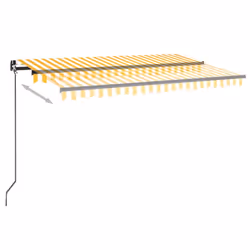 vidaXL Tenda da Sole Retrattile Manuale 450x300 cm Gialla e Bianca - Vista aggiuntiva 3
