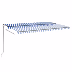 vidaXL Tenda da Sole Retrattile Manuale con LED 500x300cm Blu e Bianco - Vista aggiuntiva 3