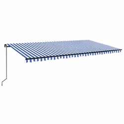 vidaXL Tenda da Sole Retrattile Manuale con LED 600x300cm Blu e Bianco - Vista aggiuntiva 2