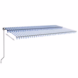 vidaXL Tenda da Sole Retrattile Manuale con LED 600x300cm Blu e Bianco - Vista aggiuntiva 3