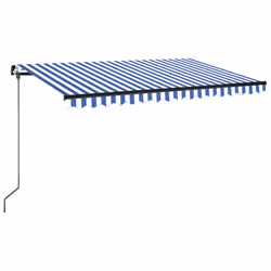 vidaXL Tenda da Sole Retrattile Manuale 400x350 cm Blu e Bianca - Vista aggiuntiva 2