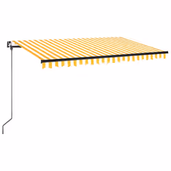 vidaXL Tenda da Sole Retrattile Manuale 400x350 cm Gialla e Bianca - Vista aggiuntiva 2