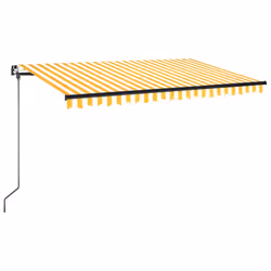 vidaXL Tenda da Sole Retrattile Manuale 450x350 cm Gialla e Bianca - Vista aggiuntiva 2