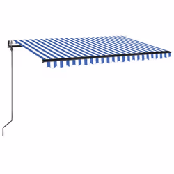 vidaXL Tenda da Sole Retrattile Automatica 450x350 cm Blu e Bianca - Vista aggiuntiva 2