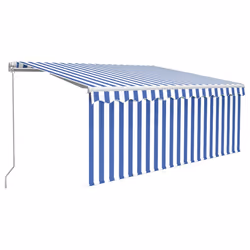 vidaXL Tenda Sole Retrattile Manuale con LED 3x2,5m Blu e Bianco - Vista aggiuntiva 2