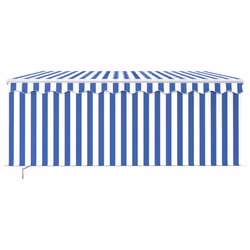 vidaXL Tenda Sole Retrattile Manuale con LED 3x2,5m Blu e Bianco - Vista aggiuntiva 3