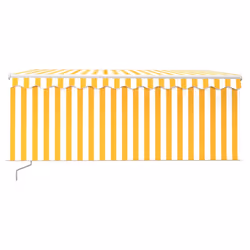vidaXL Tenda Sole Retrattile Manuale Parasole LED 3x2,5m Gialla Bianca - Vista aggiuntiva 3