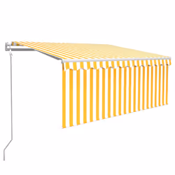 vidaXL Tenda Retrattile Automatica con Parasole 3,5x2,5m Gialla Bianca - Vista aggiuntiva 2