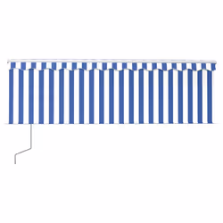 vidaXL Tenda Sole Retrattile Automatica con Parasole 4x3m Blu Bianco - Vista aggiuntiva 3