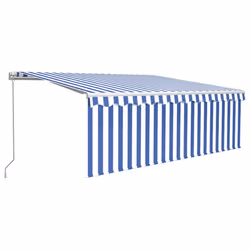 vidaXL Tenda Sole Retrattile Manuale con Parasole 4,5x3m Blu e Bianco - Vista aggiuntiva 2