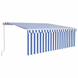 vidaXL Tenda Sole Retrattile Manuale con LED 4,5x3m Blu e Bianco - Vista aggiuntiva 2