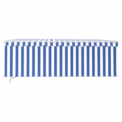 vidaXL Tenda Sole Retrattile Manuale con LED 4,5x3m Blu e Bianco - Vista aggiuntiva 3