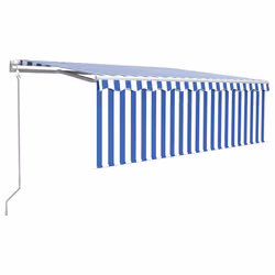 vidaXL Tenda Sole Retrattile Automatica con Parasole 4x3,5m Blu Bianco - Vista aggiuntiva 2