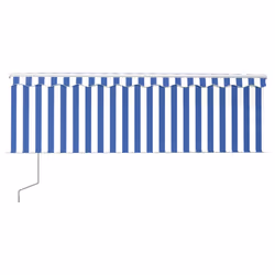 vidaXL Tenda Sole Retrattile Automatica con Parasole 4x3,5m Blu Bianco - Vista aggiuntiva 3