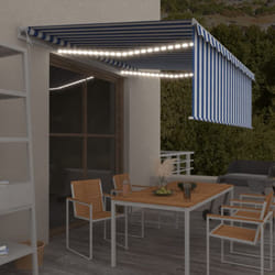 Tenda Automatica Parasole led Sensore Vento 4,5x3 m Blu Bianco Vidaxl