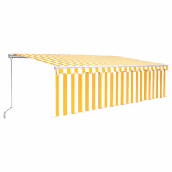 vidaXL Tenda Sole Retrattile Manuale con Parasole 5x3m Gialla Bianca - Vista aggiuntiva 2