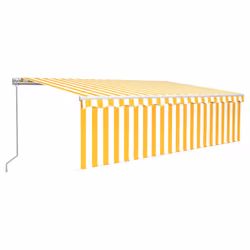 vidaXL Tenda Sole Retrattile Manuale Parasole LED 5x3m Gialla Bianca - Vista aggiuntiva 2