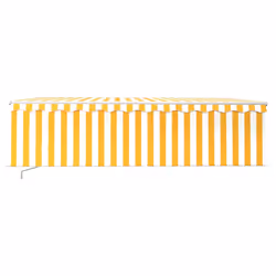 vidaXL Tenda Sole Retrattile Manuale Parasole LED 5x3m Gialla Bianca - Vista aggiuntiva 3