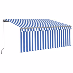 vidaXL Tenda Sole Retrattile Manuale con LED 3x2,5m Blu e Bianco - Vista aggiuntiva 2