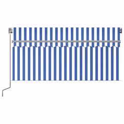 vidaXL Tenda Sole Retrattile Manuale con LED 3x2,5m Blu e Bianco - Vista aggiuntiva 3