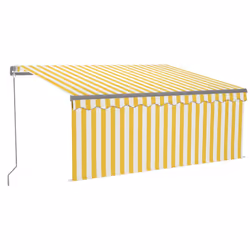 vidaXL Tenda Sole Retrattile Manuale Parasole LED 3x2,5m Gialla Bianca - Vista aggiuntiva 2
