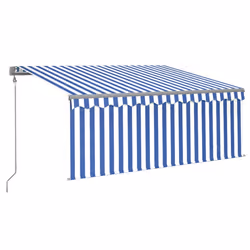 vidaXL Tenda Sole Retrattile Automatica con Parasole 3x2,5m Blu Bianco - Vista aggiuntiva 2