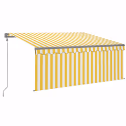 vidaXL Tenda Sole Retrattile Automatica e Parasole 3x2,5mGialla Bianca - Vista aggiuntiva 2
