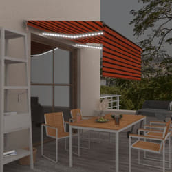 vidaXL Tenda Automatica LED Sensore Vento 3x2,5m Arancione Marrone