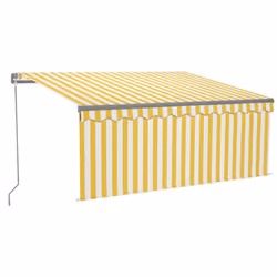 vidaXL Tenda da Sole Retrattile Parasole LED 3,5x2,5m Gialla e Bianca - Vista aggiuntiva 2