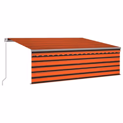 vidaXL Tenda Sole Retrattile Manuale Parasole LED 4x3m Arancio Marrone - Vista aggiuntiva 2