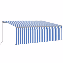 vidaXL Tenda Sole Retrattile Manuale con Parasole 4,5x3m Blu e Bianco - Vista aggiuntiva 2