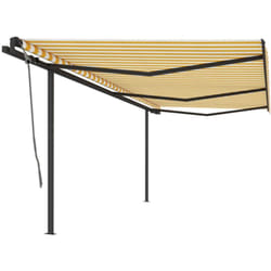 Vidaxl - Tenda da Sole Retrattile Automatica e Pali 6x3m Gialla e Bianca