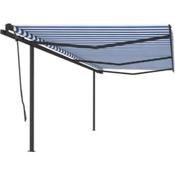 Vidaxl - Tenda da Sole Retrattile Manuale con Pali 6x3,5 m Blu e Bianca