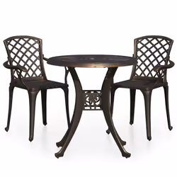 vidaXL Set da Bistrot 3 pz in Alluminio Pressofuso Bronzo - Vista aggiuntiva 2