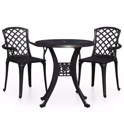 vidaXL Set da Bistrot 3 pz in Alluminio Pressofuso Nero - Vista aggiuntiva 2