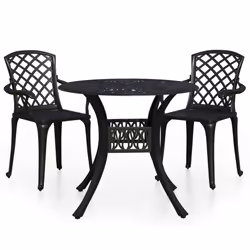 vidaXL Set da Bistrot 3 pz in Alluminio Pressofuso Nero - Vista aggiuntiva 2