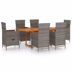 vidaXL Set Mobili da Pranzo per Giardino 7 pz in Polyrattan Grigio - Vista aggiuntiva 2