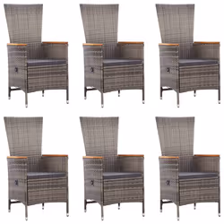 vidaXL Set Mobili da Pranzo per Giardino 7 pz in Polyrattan Grigio - Vista aggiuntiva 3
