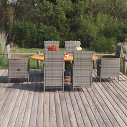 vidaXL Set Mobili da Pranzo per Giardino 7 pz in Polyrattan Grigio