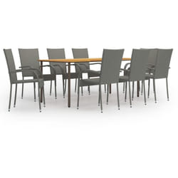 Vidaxl - Set Mobili da Pranzo Giardino 9 pz in Polyrattan Grigio