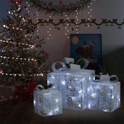 Scatole Regalo Decorative Natale 3pz Bianche da Esterno Interni Vidaxl 7694