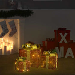 Scatole Regalo Decorative Natale 3pz Rosse da Esterno Interni Vidaxl 3874