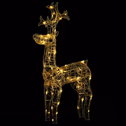 vidaXL Renne e Slitta Decorazione Natale 90 LED 60x16x100 cm Acrilico - Vista aggiuntiva 2