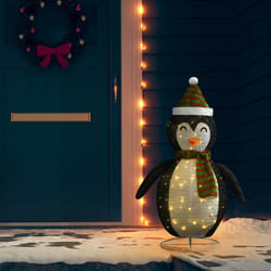 vidaXL Figura Decorativa Natalizia Pinguino LED Tessuto Pregiato 90 cm